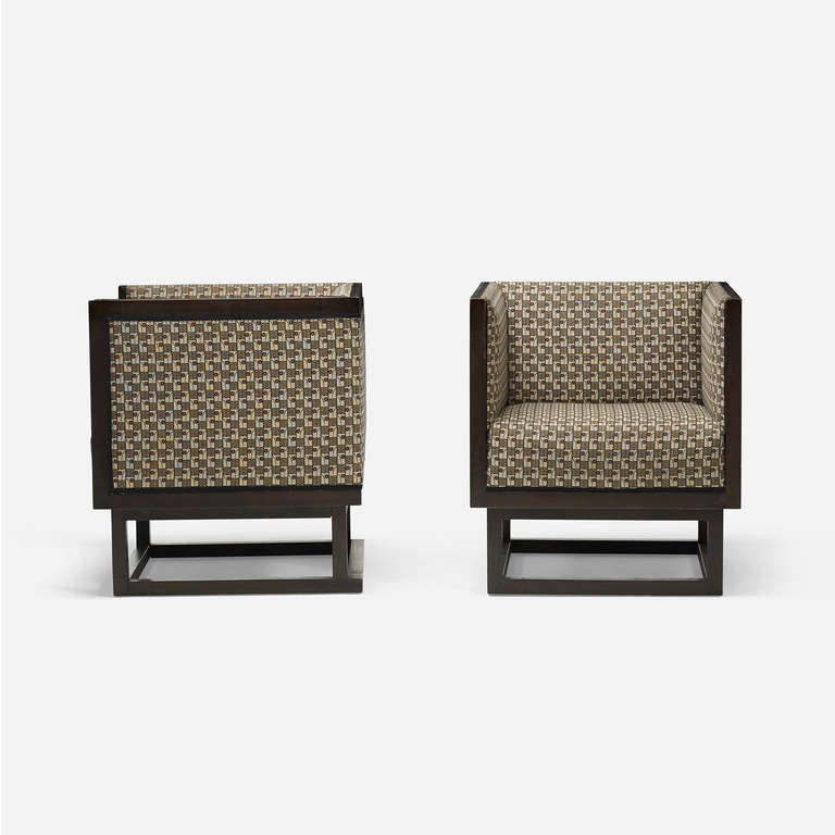 Austrian Cabinett Lounge Chairs Pair by Josef Hoffmann for Wittmann