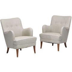 Carl Malmsten lounge chairs, pair