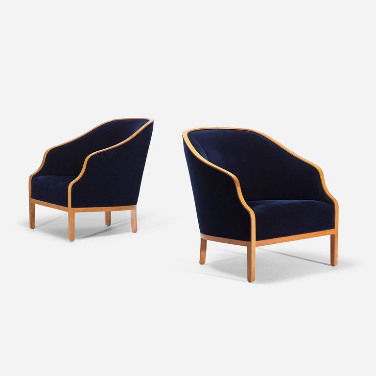 American Club Chairs, Pair by Ward Bennett for Brickel Associates