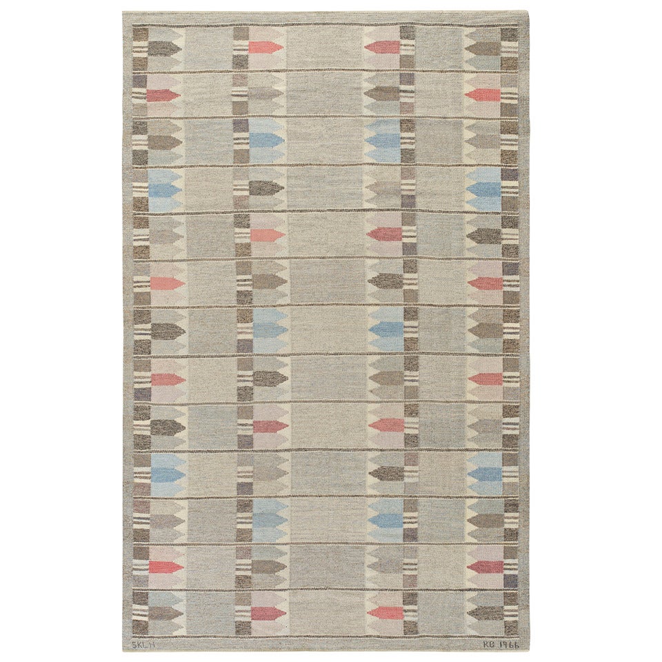 Flatweave Carpet by Kerstin Butler for Kristianstad Läns Hemslöjd For Sale