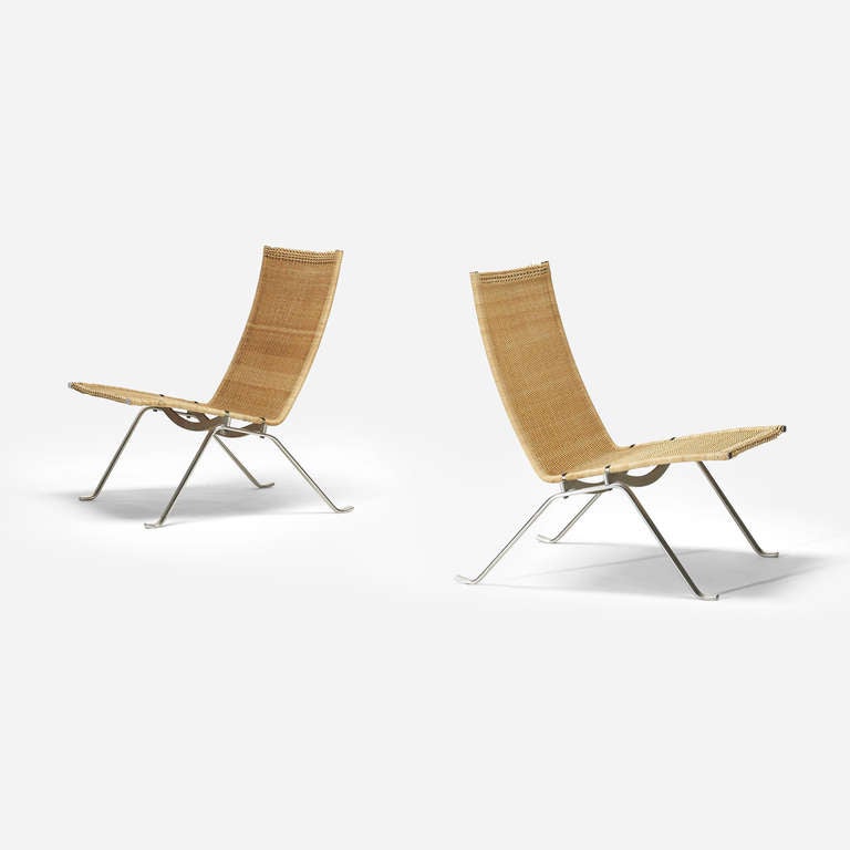 Danish PK 22 chairs, pair by Poul Kjaerholm