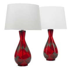 Intarsio table lamps, pair by Ercole Barovier