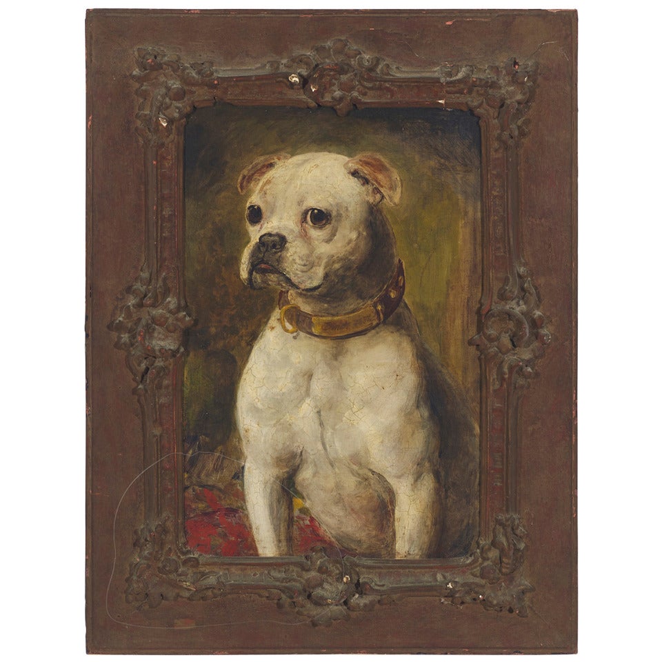 White Boxer Painting from 19th Century For Sale