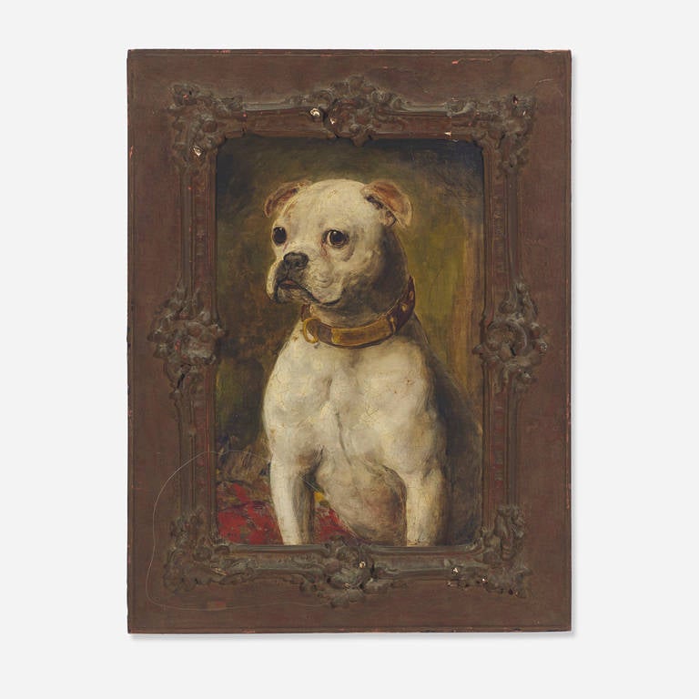 Painting of boxer,  signed and dated to collar: [Dinati 1887].