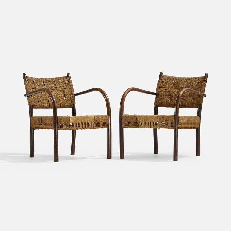 Danish armchairs, pair by Frits Schlegel For Sale