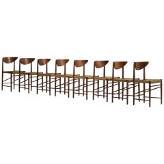 dining chairs model 316, set of eight by Peter Hvidt and Orla Mølgaard-Nielsen