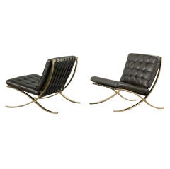 custom Barcelona chairs, pair by Ludwig Mies van der Rohe