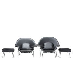 Womb chairs and ottomans, pair by Eero Saarinen