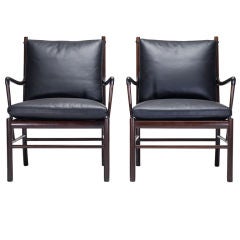 Colonial lounge chairs, pair by Ole Wanscher