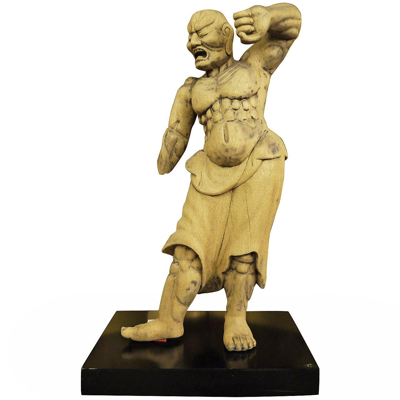 Wooden Japanese 18th Century Nio Guardian Figure For Sale