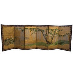 Japanese Screen with Wisteria Tree