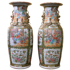 Pair of Large Chinese Rose Canton Vases