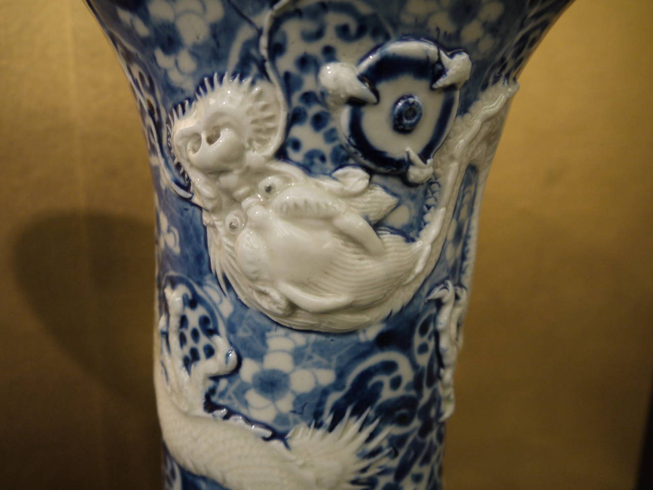 Hand-Painted Pair of Japanese Vases with Dragons