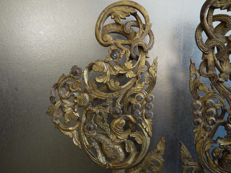 19th Century Pair Of Large Thai Carvings, On Stands