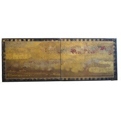 Two Panel Japanese Screen with Gold Clouds 5