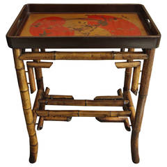 Japanese Lacquer Tray Table with Bamboo Base 11