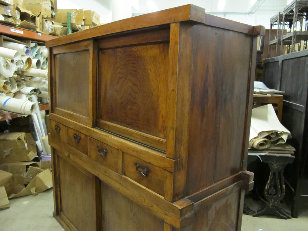 Wood 19th Century Japanese Large Kitchen Tansu For Sale