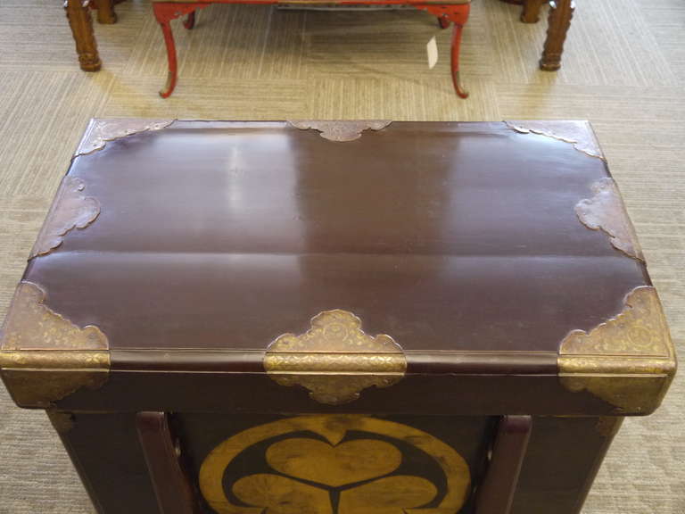 Wood Large Japanese 19th Century Storage Chest For Sale