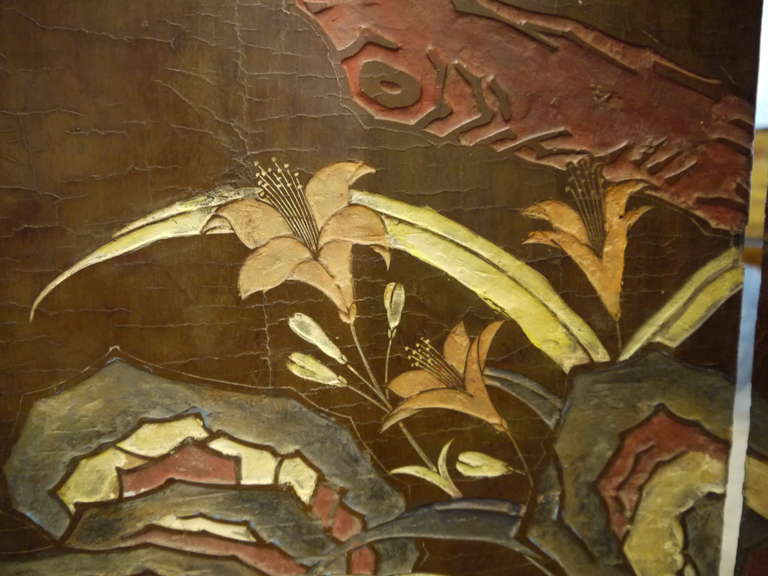 Wood Antique Chinese Eight Panel Coromandel Screen