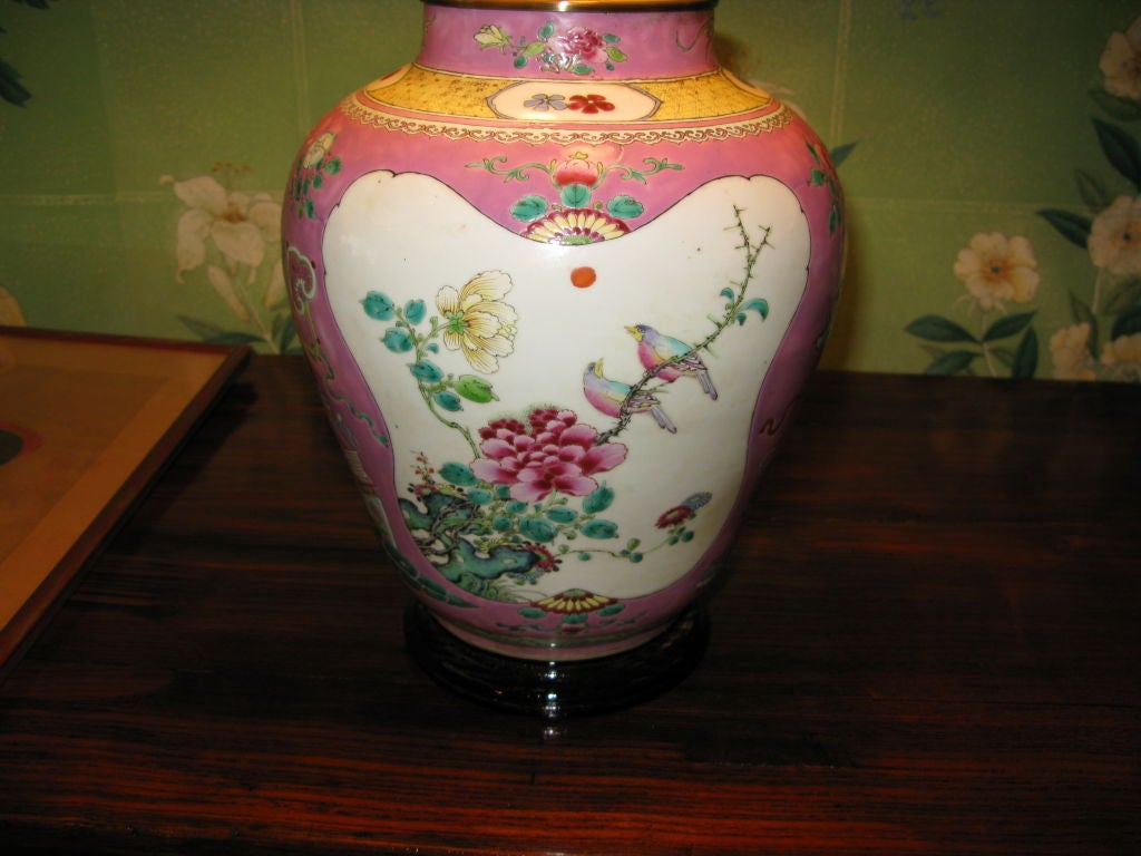 Pair of Chinese Famille Rose Lamps 1