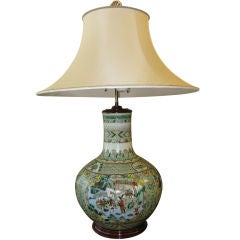 Large 19th Century Chinese Bottle Shaped Vase, as Lamp
