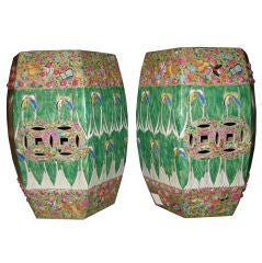 Pair of Chinese Cabbage Leaf Garden Seats