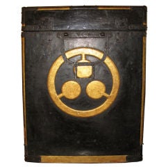 Antique Japanese Samurai armor box with crests