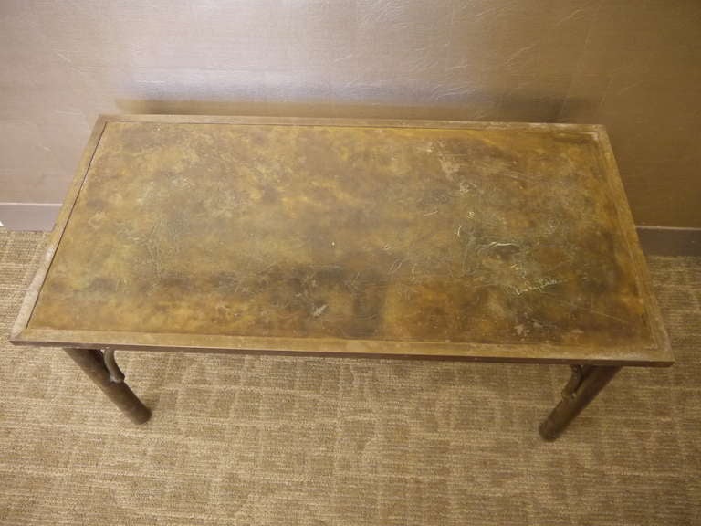 Attractive coffee table by LaVerne, c. 1970. 

Design is faint on the top, and is an incised classical inspired design.

Signed.