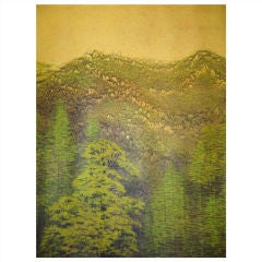 Vintage "Larch Trees in Spring", circa 1970, by Mayayoshi Kasugai