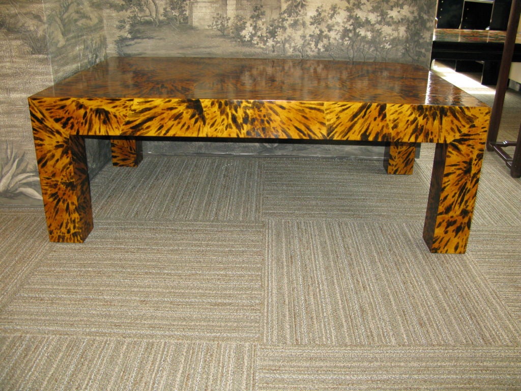 Handpainted Faux Tortoise Shell Parsons Table