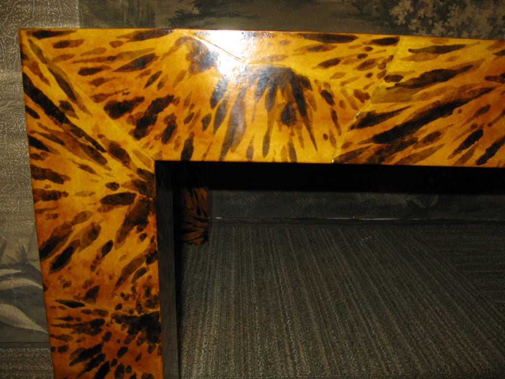 American Handpainted Faux Tortoise Shell Parsons Table