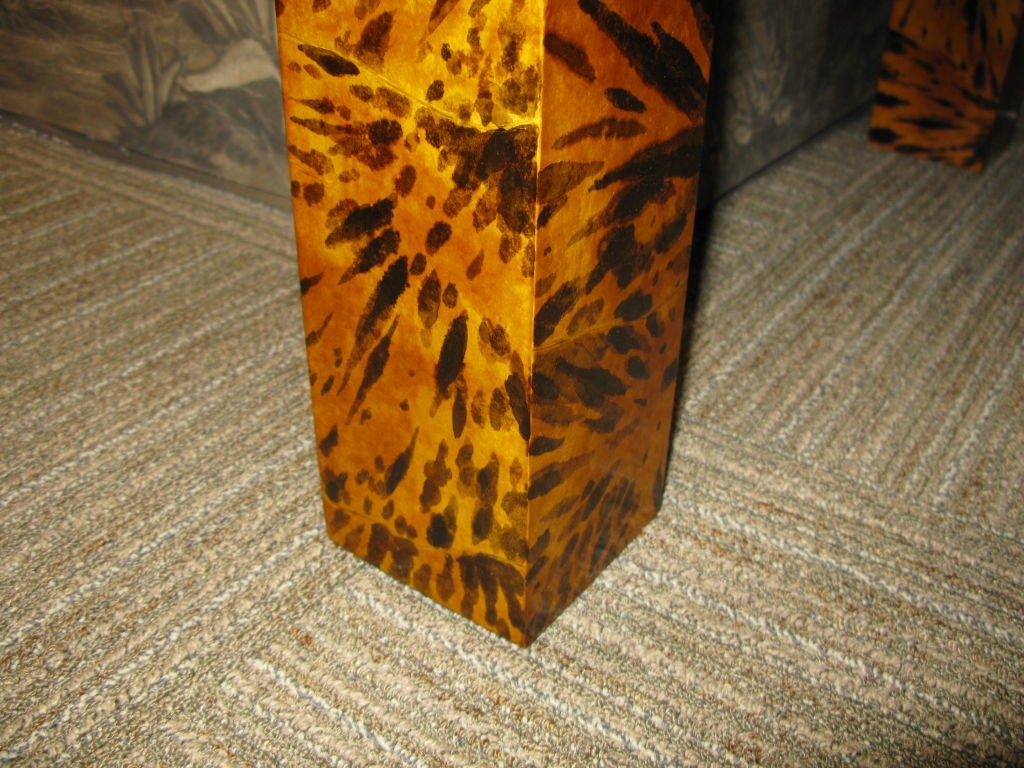 Handpainted Faux Tortoise Shell Parsons Table In Excellent Condition In New York, NY