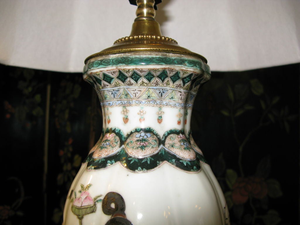 19th Century Chinese Famille Verte Vase, as Lamp 2
