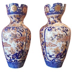 Antique Pair of Massive Imari Vases