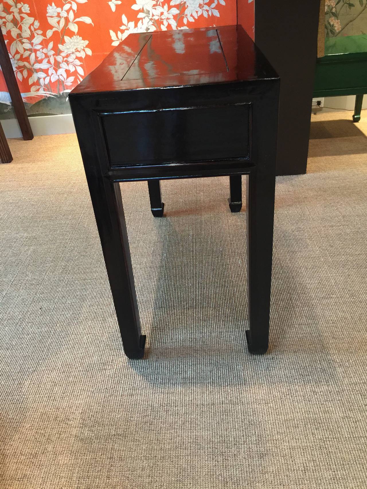 Pair of Chinese Black Lacquer Consoles In Good Condition In New York, NY