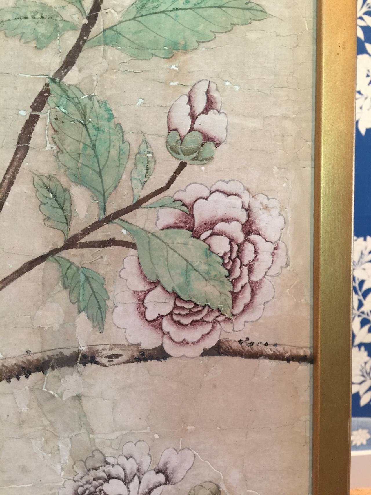 Framed 18th Century Chinese Wallpaper Panel For Sale 1