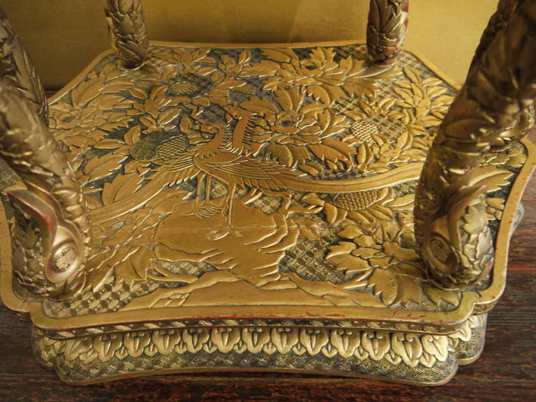 Chinese Carved and Gilded Lacquer Table