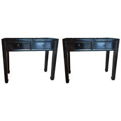 Pair of Chinese Black Lacquer Consoles