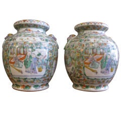 Pair of 19th century Chinese famille verte vases Pair of 19th century Chinese famille verte vases