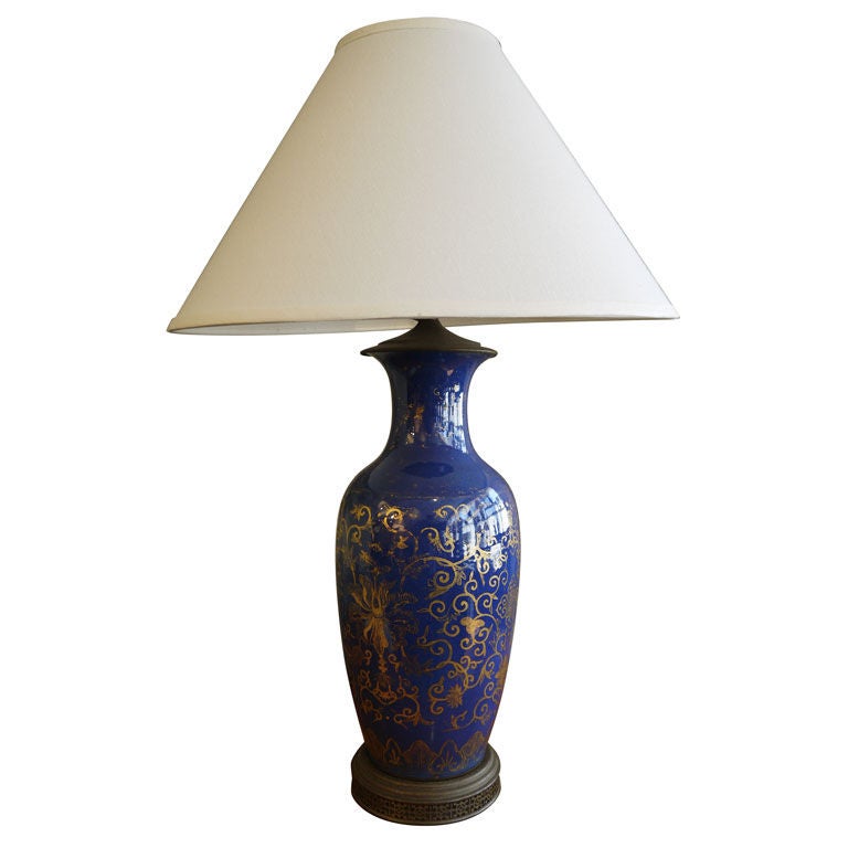 Cobalt Blue Chinese Vase, as Lamp For Sale at 1stDibs