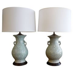 Pair of Chinese crackleware vases, as lamps.