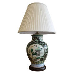 Large Chinese Famille Noire Vase, As Lamp