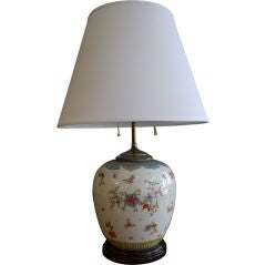 Antique Chinese Famille Rose Ginger Jar, As Lamp