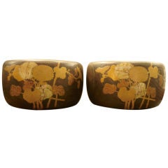 Pair of large inlaid Japanese hibachi/braziers