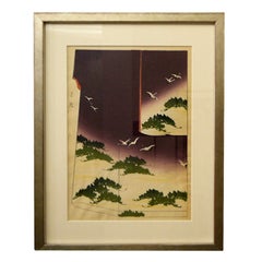 Antique Japanese Woodblock Print of Kimono Design