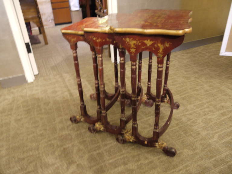 Wood 19th Century Chinoiserie Nesting Tables