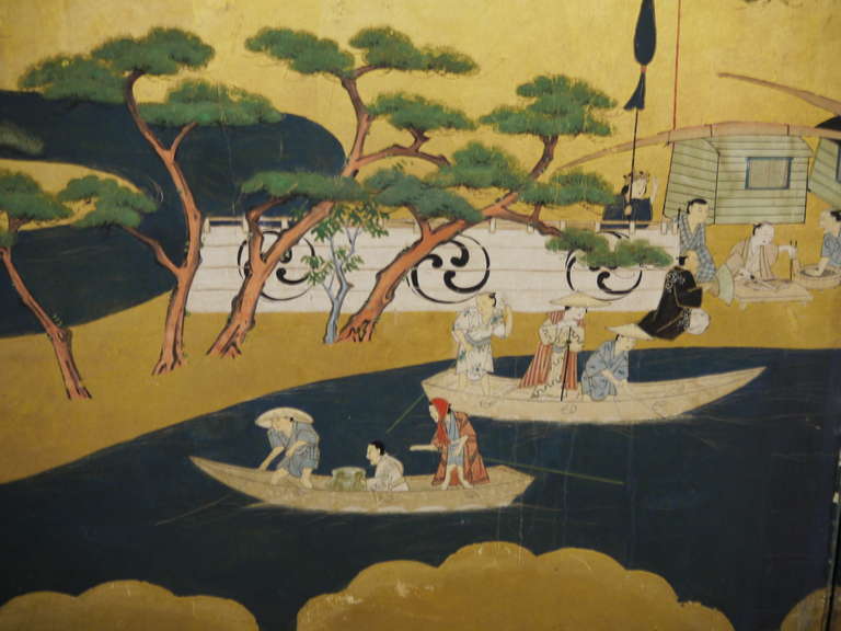 Japanese Screen with Village Scene 3