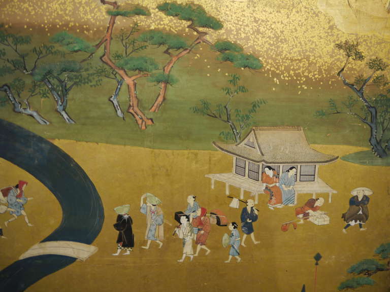 Japanese Screen with Village Scene 2