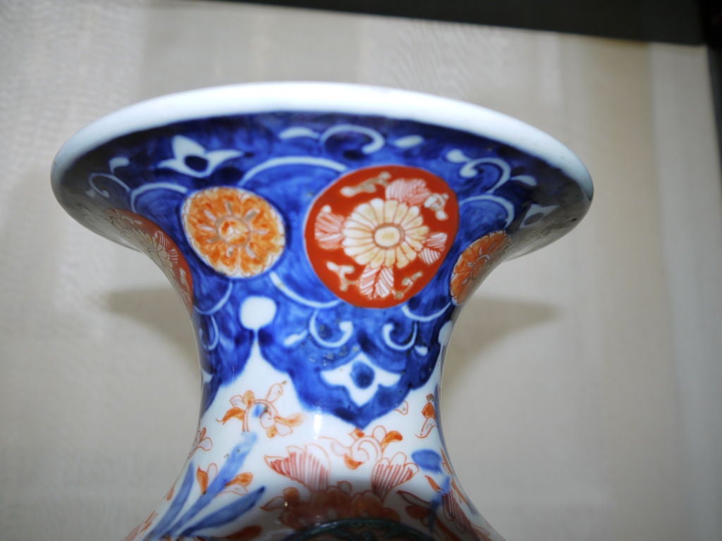 Hand-Painted Pair of Imari Vases For Sale