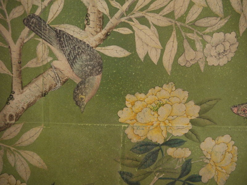 Framed Handpainted Chinese wallpaper In Excellent Condition In New York, NY